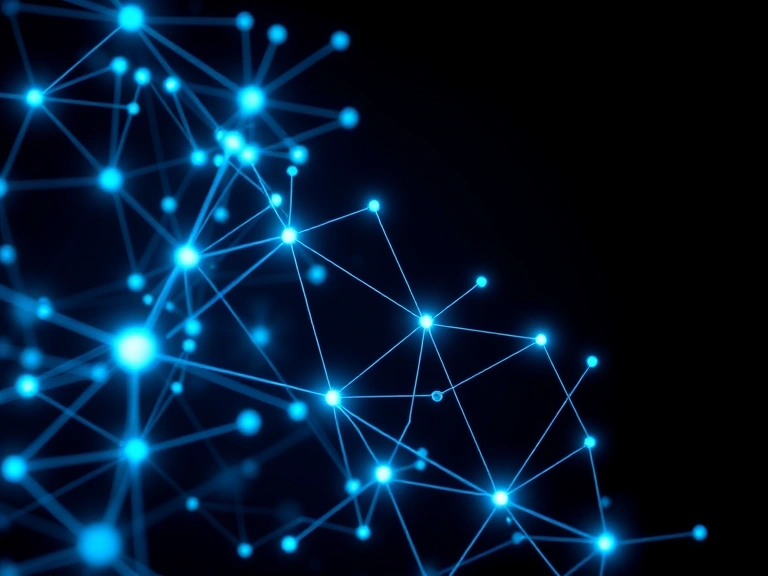 Abstract network of connected nodes representing DeepSeek-R1 reasoning